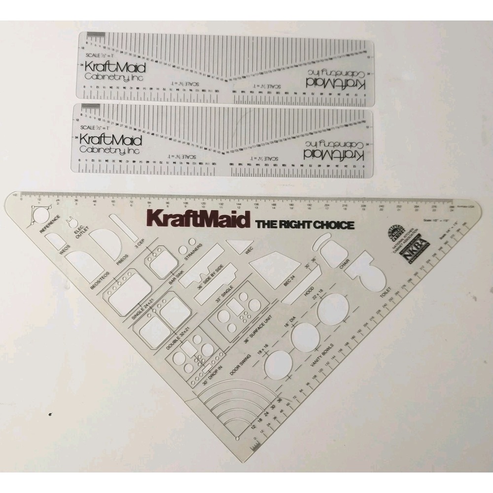 Vintage KraftMaid Cabinetry Drafting Template Ruler Lot Kitchen Design NKBA